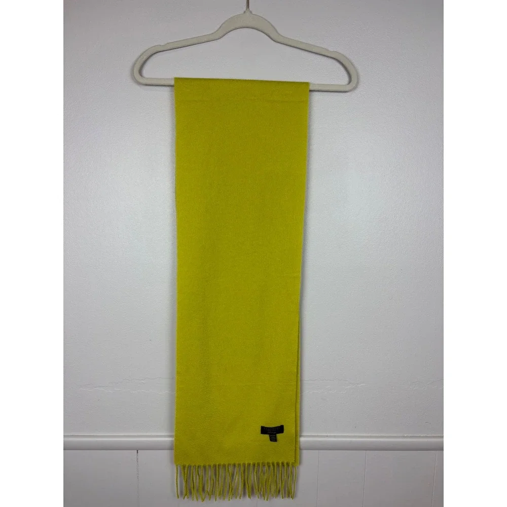 Charter Club Luxury Cashmere Scarf Fringed Green Rectangular Cozy Warm Soft